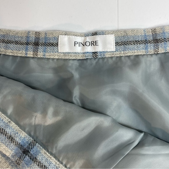PINORE Wool Blend Off-White Gray Light Blue Skirt Ruffle Hem Lined Size Small - Picture 4 of 7